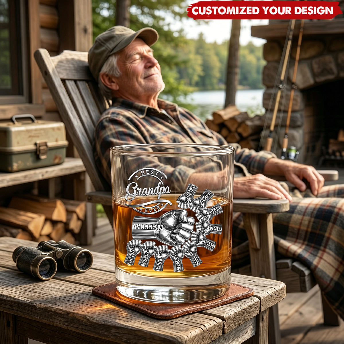 Custom Whiskey Glass For Dad personalization view for Dad