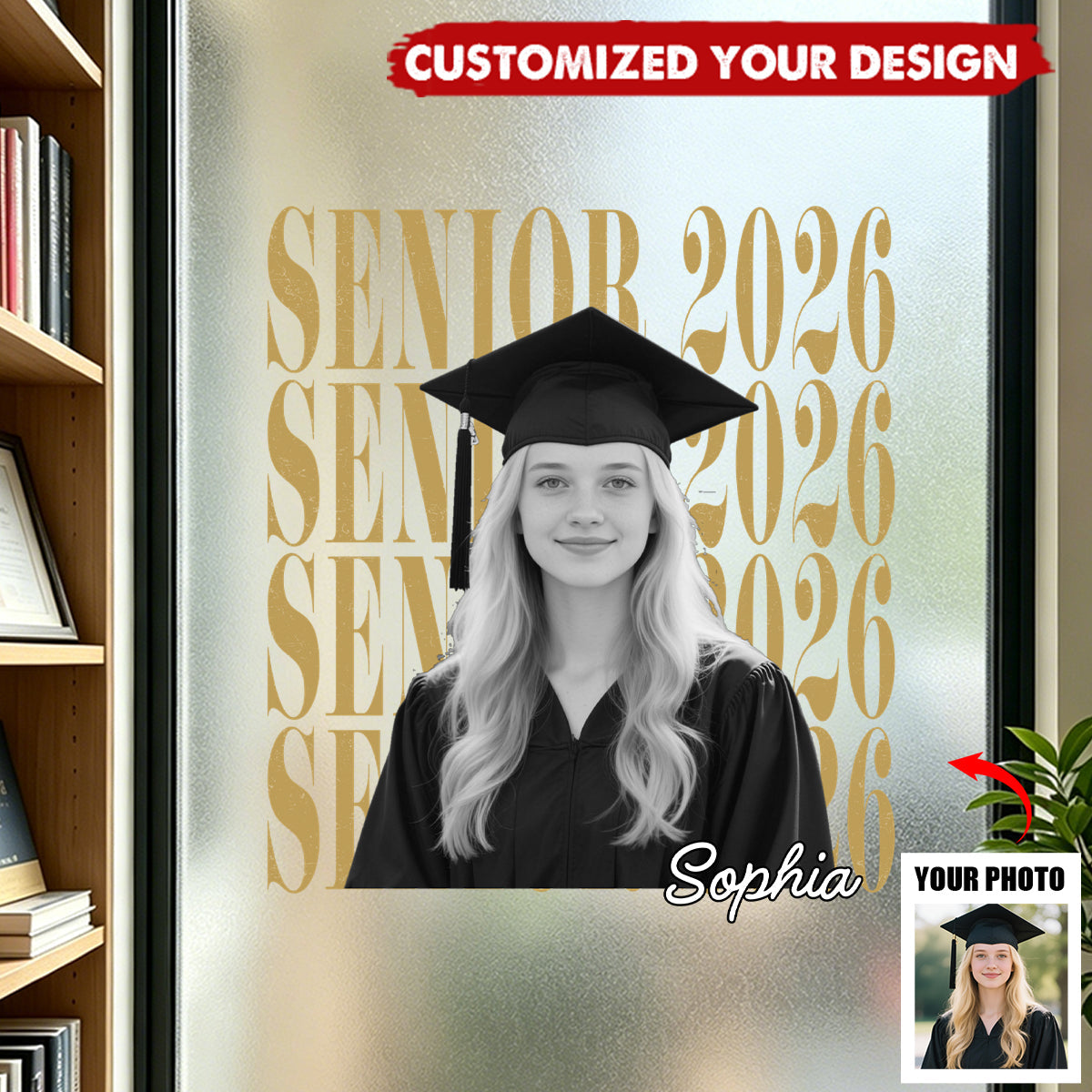 Vintage Senior Year Photo Decal - Personalized Graduation Sticker