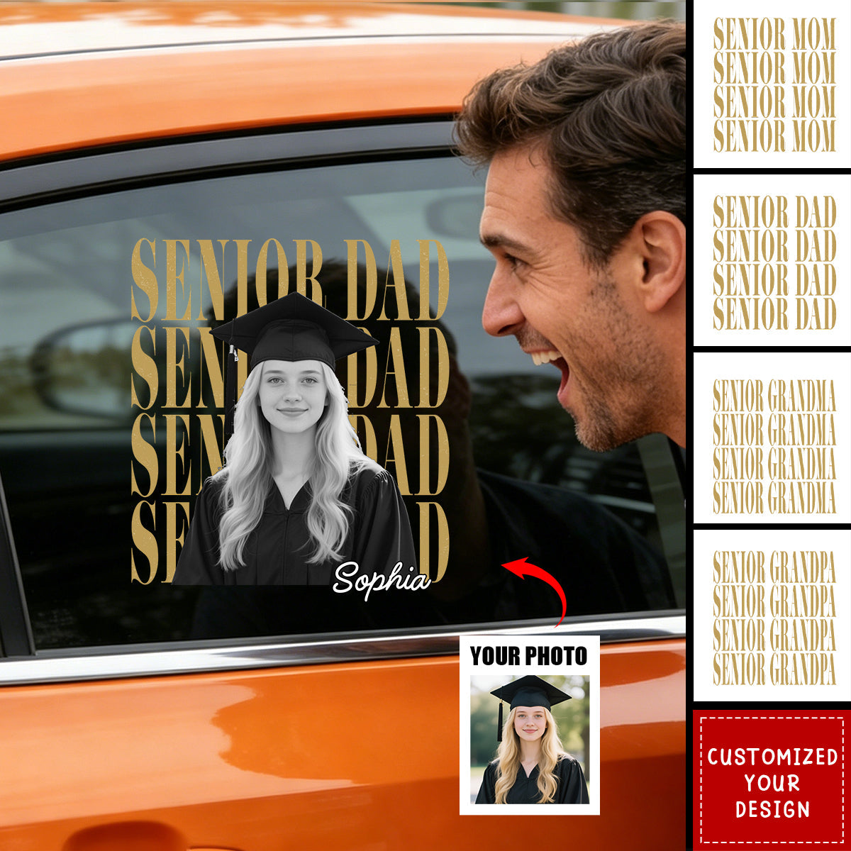 Vintage Senior Year Photo Decal - Personalized Graduation Sticker