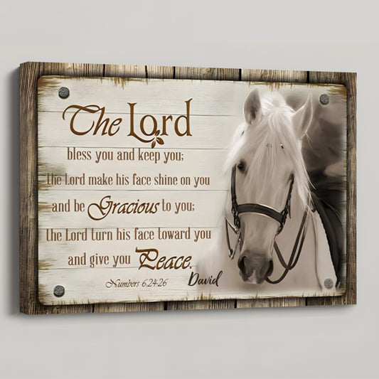 The Lord Bless You And Keep You - Personalised Christian Horse Farmhouse Wall Art Canvas / Poster