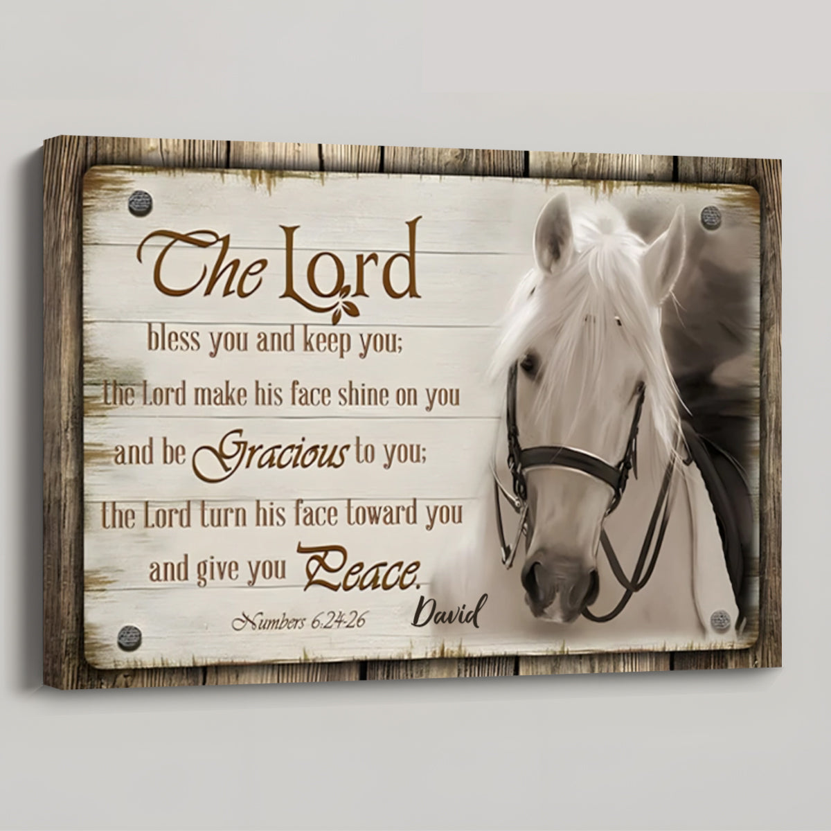 The Lord Bless You And Keep You - Personalised Christian Horse Farmhouse Wall Art Canvas / Poster