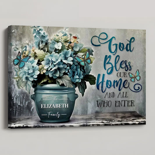 Personalized God Bless Our Home Canvas / Poster - Custom Family Name Wall Art
