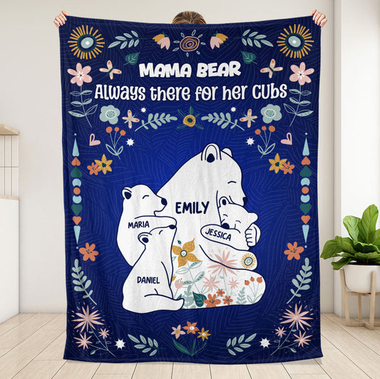 Mama Bear Always There For Her Cubs - Personalized Custom Blanket