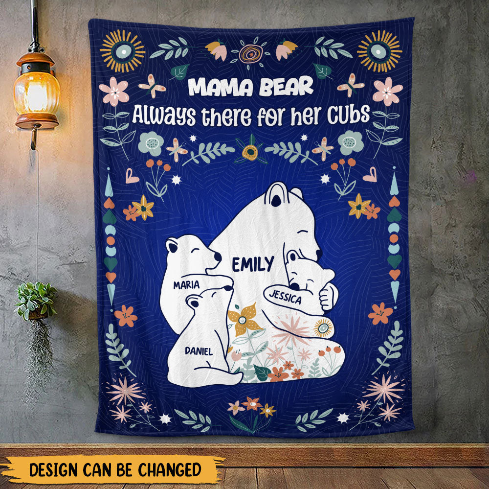Mama Bear Always There For Her Cubs - Personalized Custom Blanket