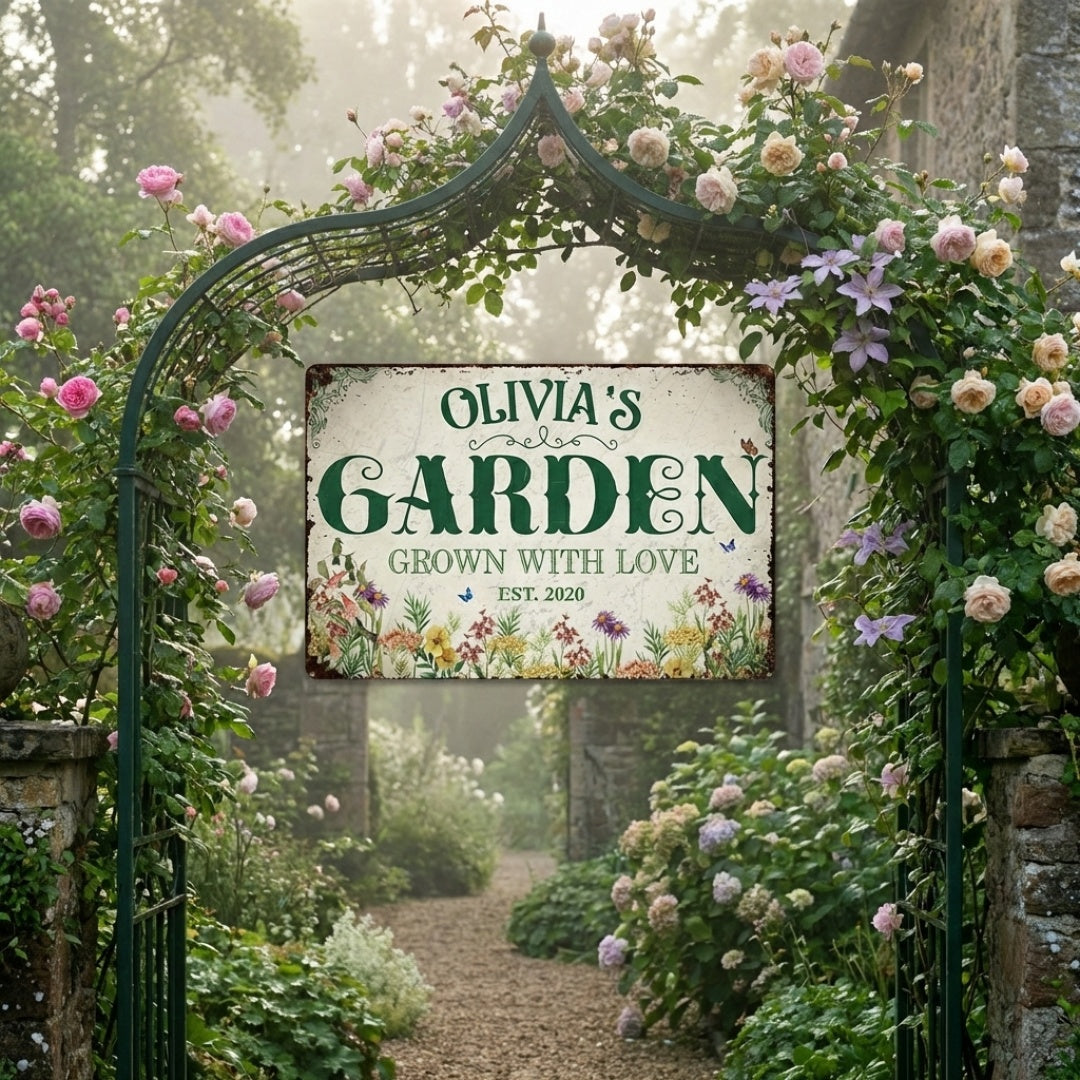 Garden Grown With Love - Personalized Flowers and Garden Decor Metal Sign