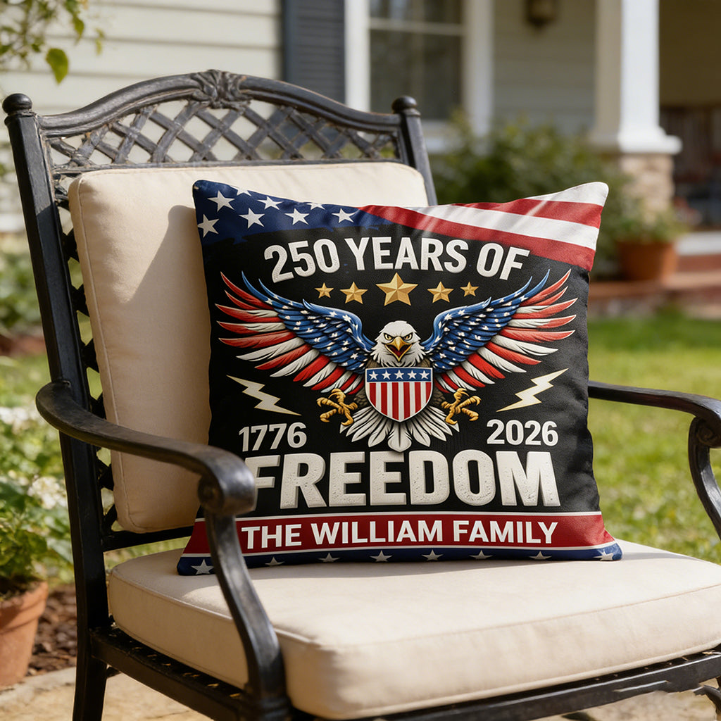 Personalized “250 Years of Freedom” Throw Pillow - Eagle Design Custom Gift