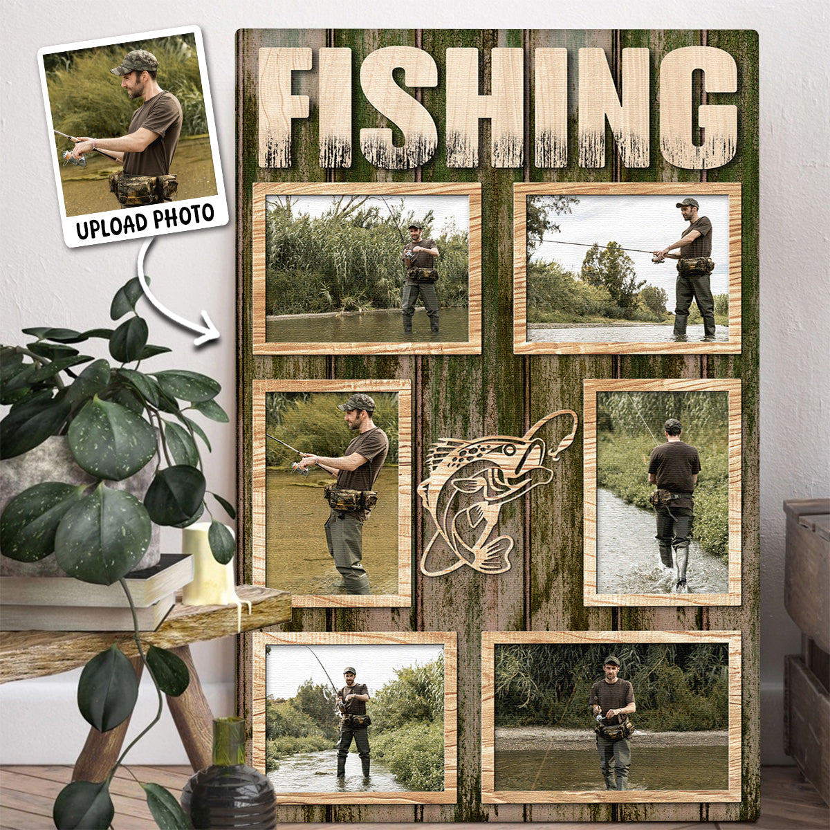 Personalized Custom Fishing Photo Canvas / Poster - Gift For Fishing Lovers