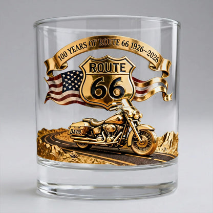 "Route 66 Centennial" Personalized Whisky Glass - Gifts For Bikers