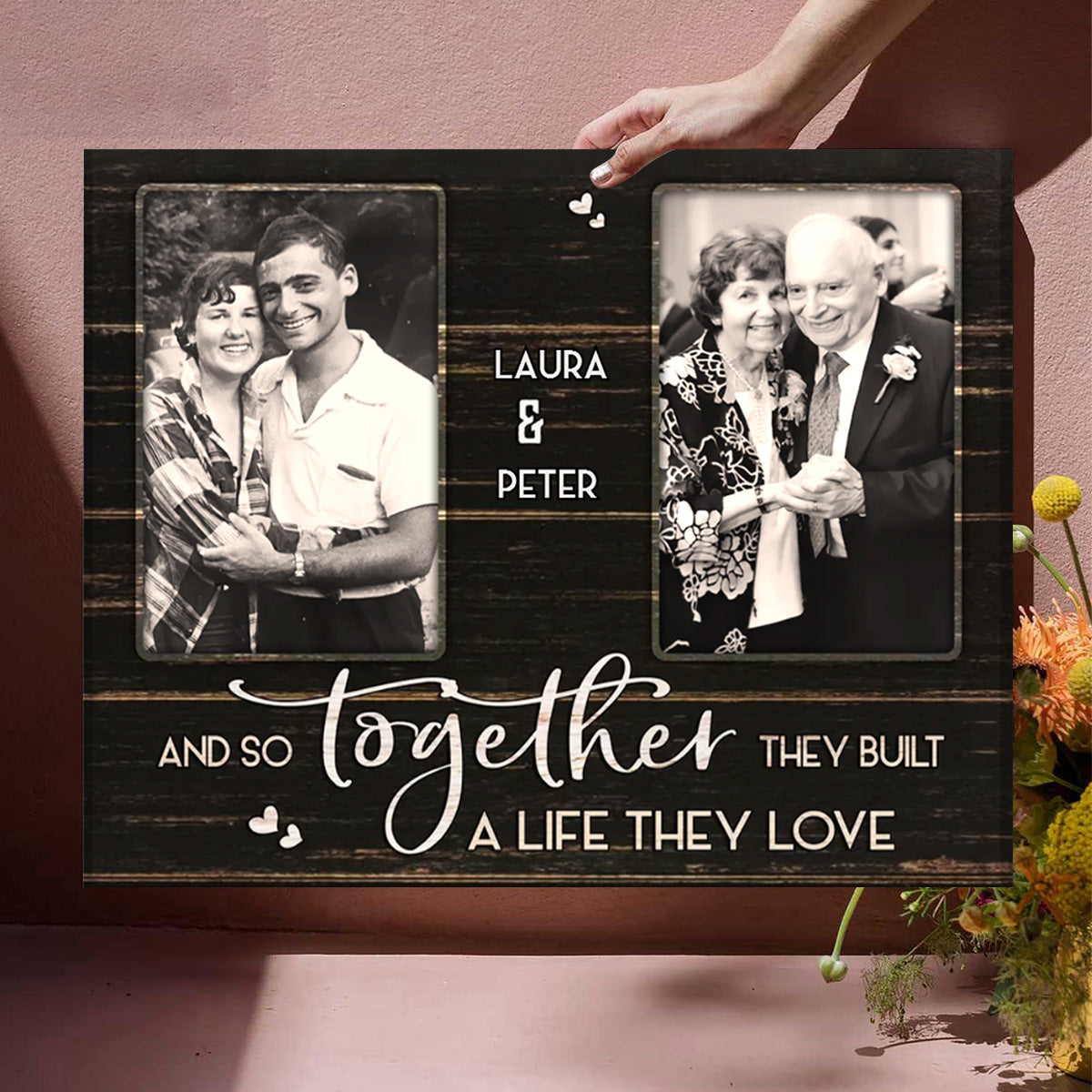 Together They Built A Life They Love - Personalized Custom Couple Photo Canvas / Poster