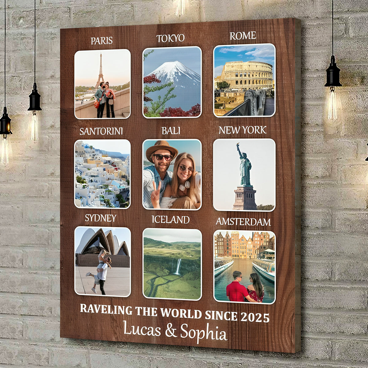 Personalized Travel Memories Collage Canvas / Poster - Custom Souvenir Gift For Travel Lovers