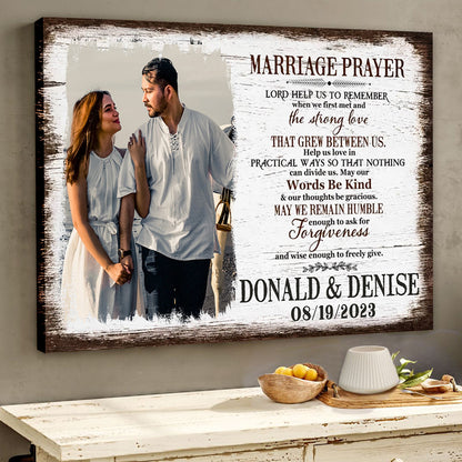 Personalized Marriage Prayer Canvas / Poster - Custom Photo Wedding Shower Gift