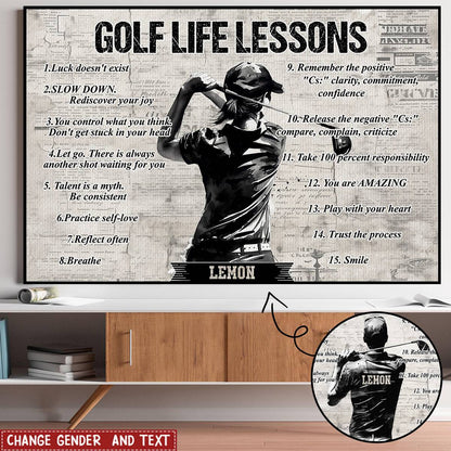 Personalized Golf Life Lessons Poster / Canvas - Custom Gift For Golf Lovers