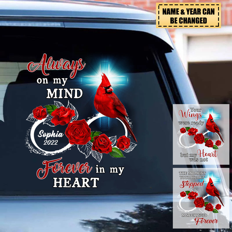 Personalized Cardinal Rose Decal - “Infinite Love” Memorial Gift for Family Loss