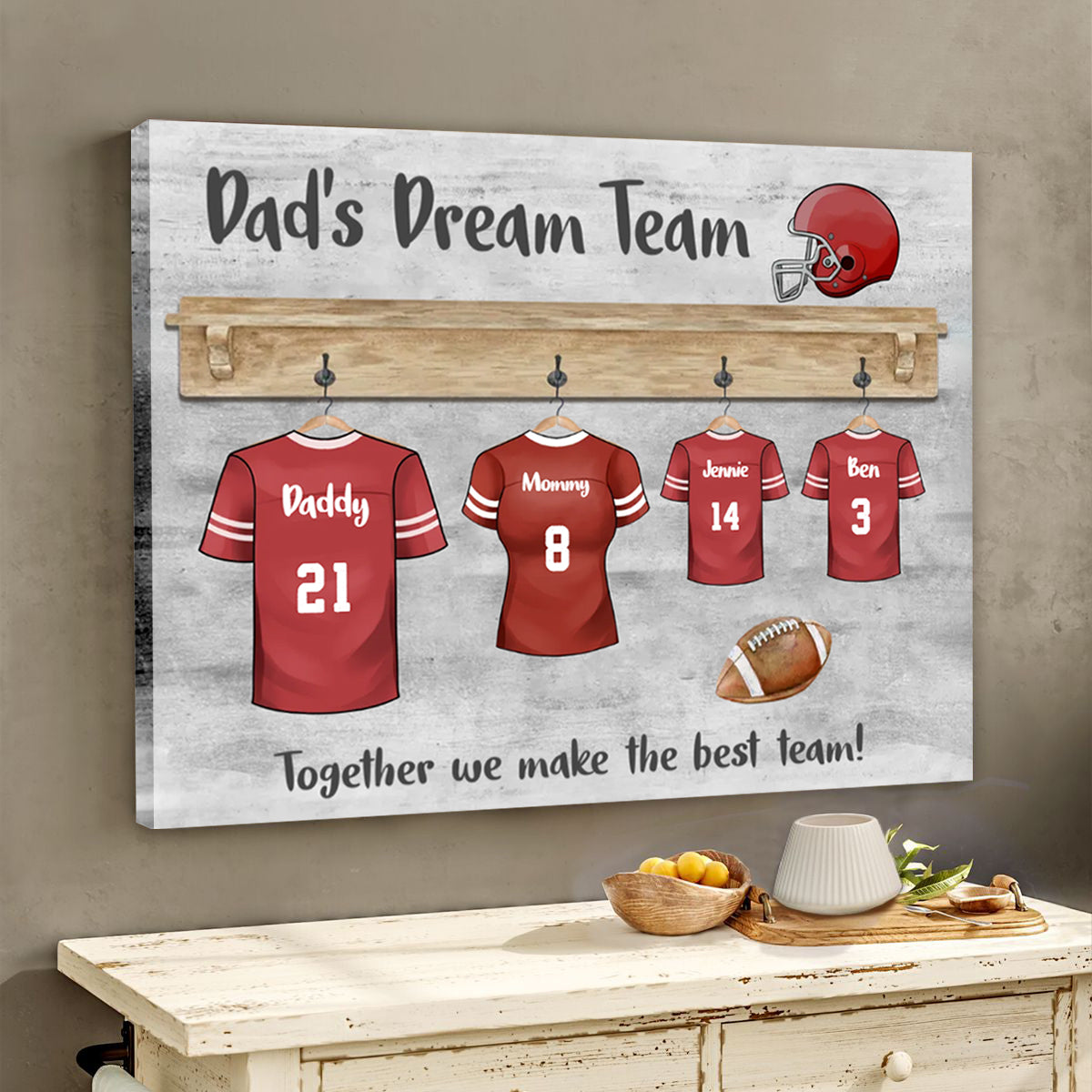 Dad’s Dream Team - Personalized Father’s Day Football Canvas / Poster