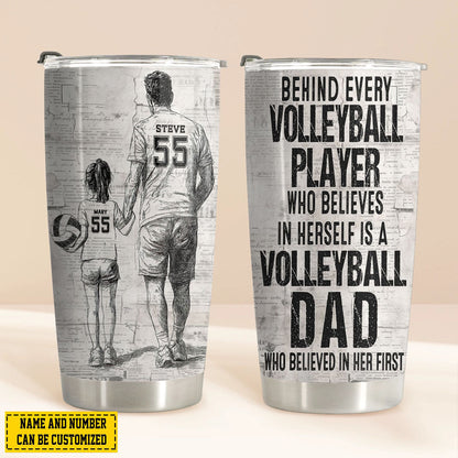 Tumbler material and size view - Custom Volleyball Dad Tumbler