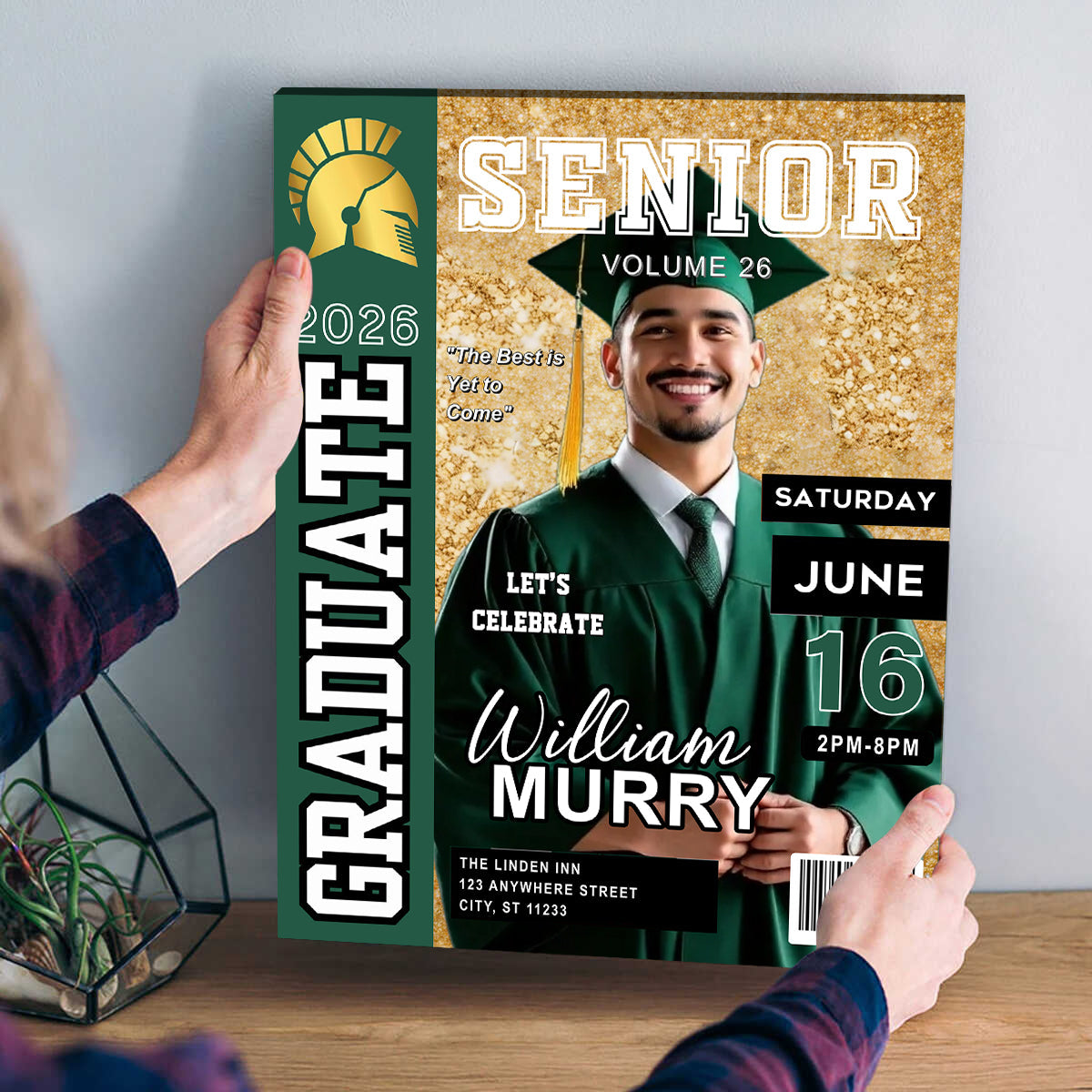 Personalized Graduation Magazine Cover Canvas / Poster - New Graduate Gift for Him or Her
