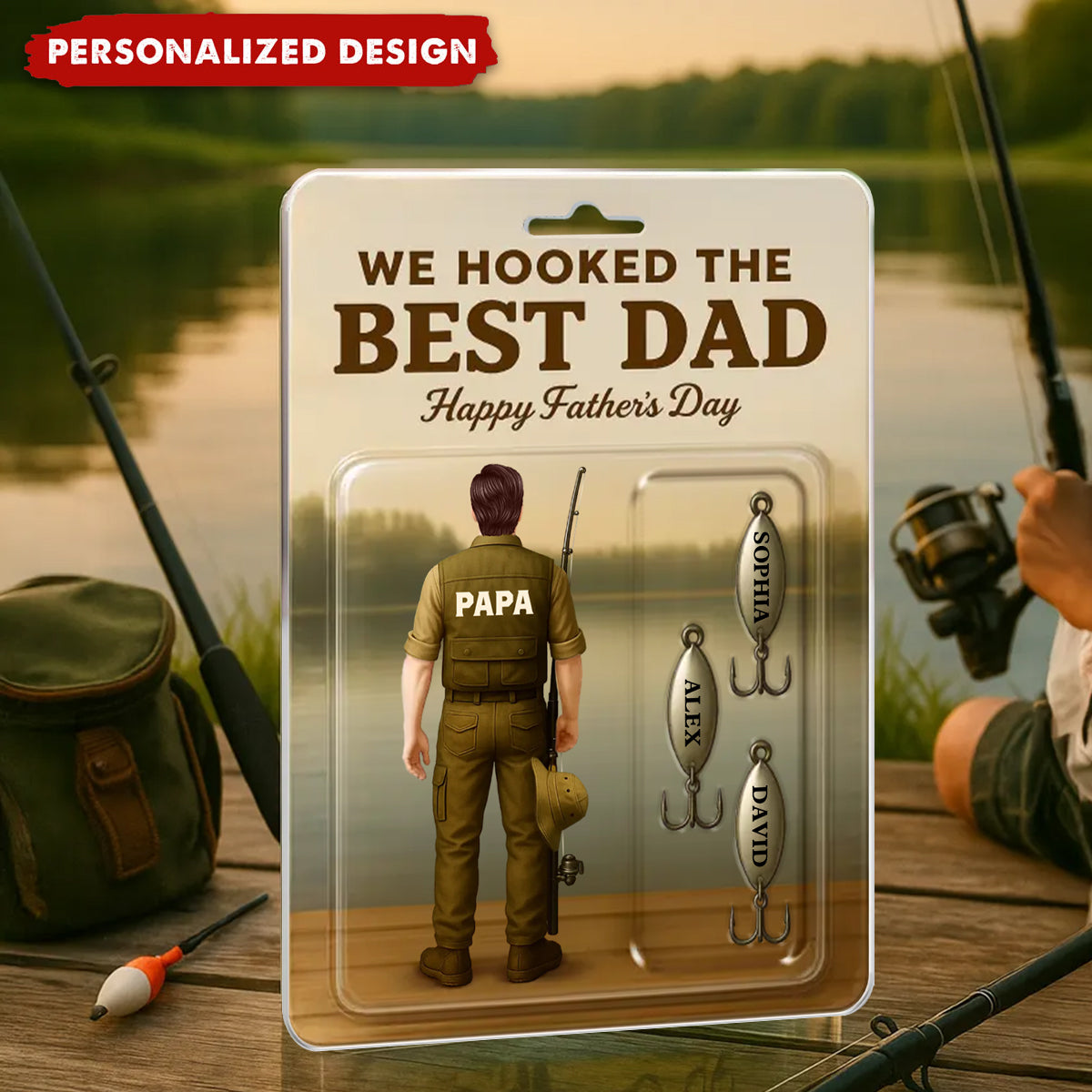 We Hooked The Best Dad - Personalized Custom Family Acrylic Plaque