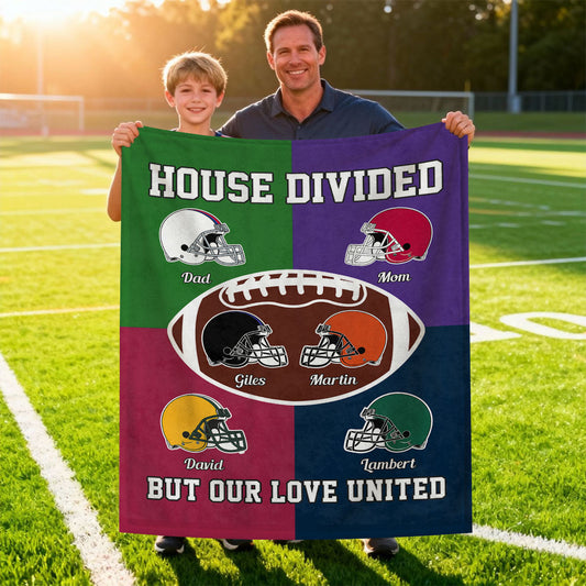 Personalized Multiple-color patchwork Blanket - Gift for American Football Lovers, Family, Couple