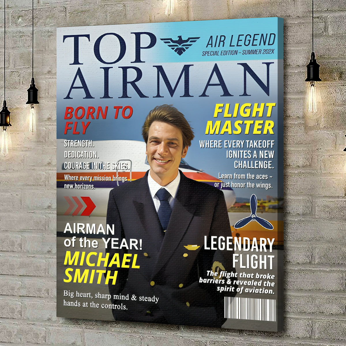 Personalized “Airman Magazine Cover” Canvas / Poster - Unique Gift for Air Force Dads