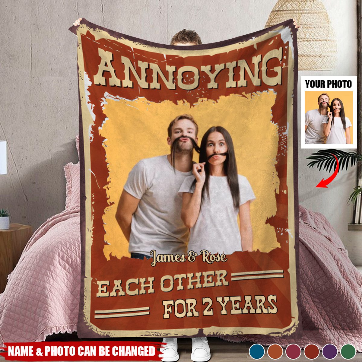 Annoying Each Other - Personalized Custom Family Members Photo Blanket