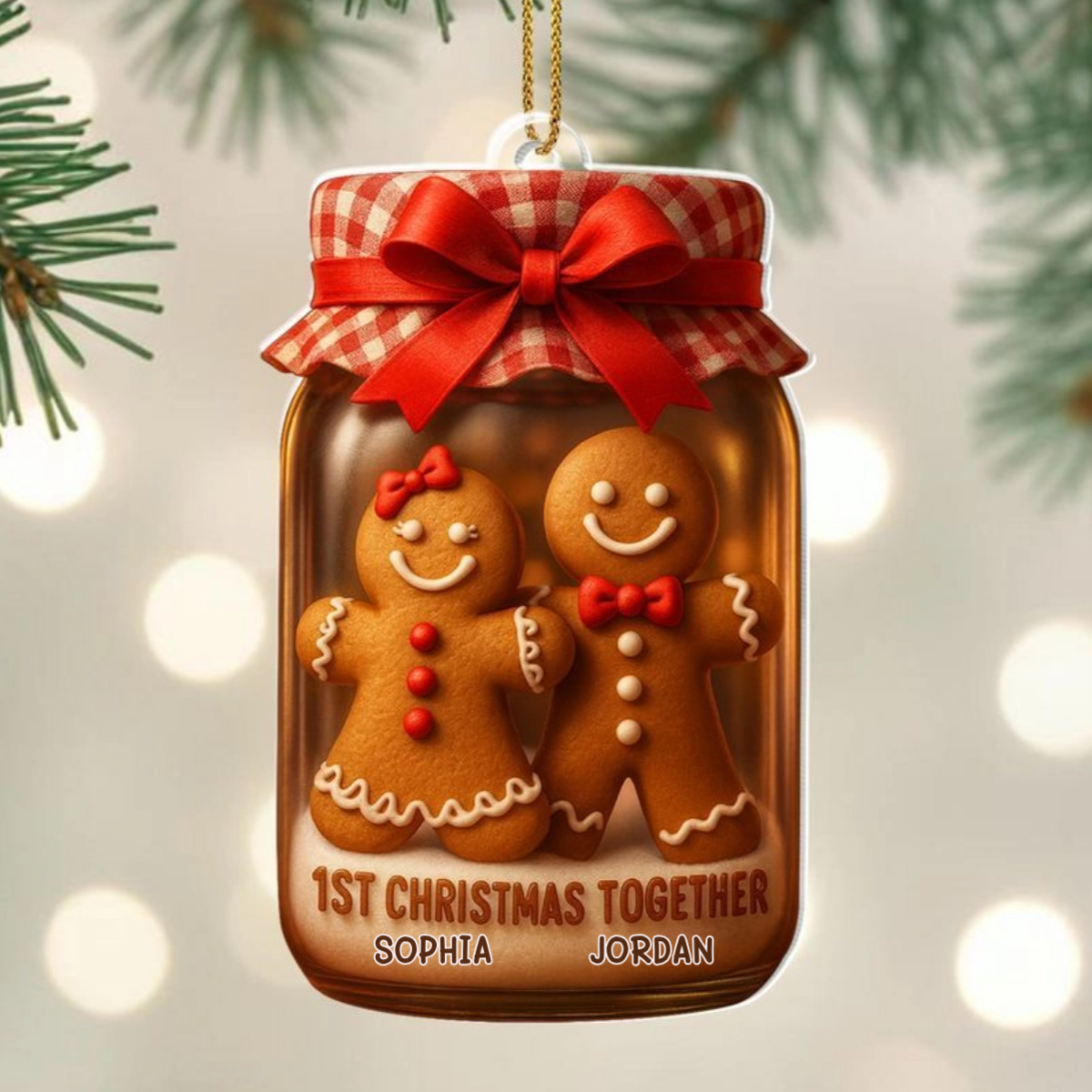 Personalized 1st Christmas Together Couple Acrylic Ornament - Custom Gingerbread Keepsake