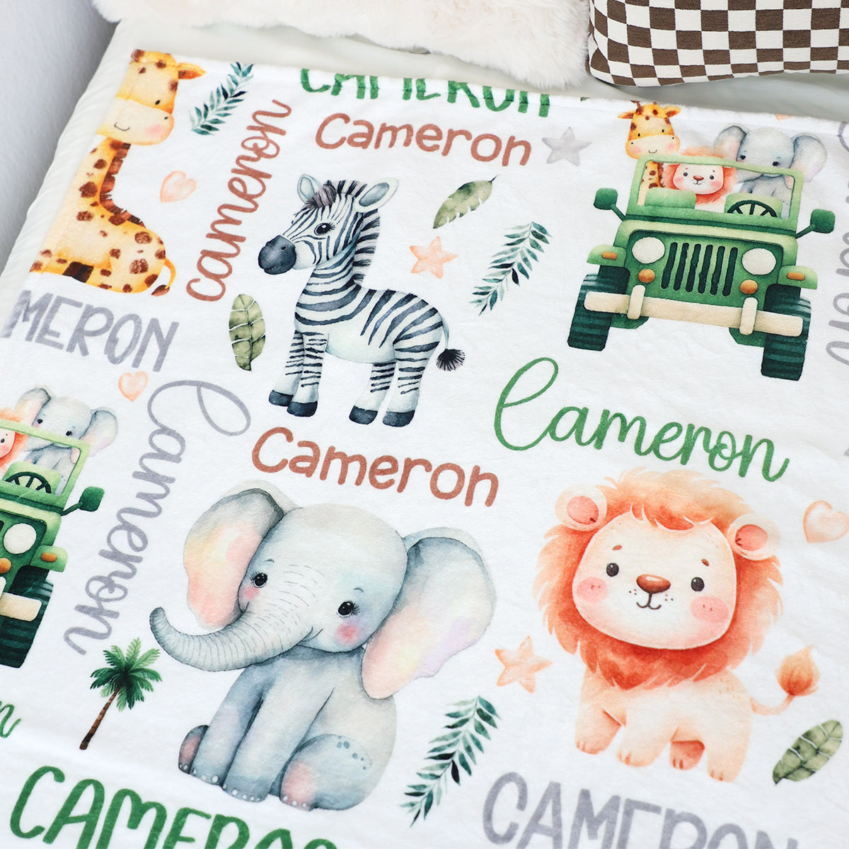 Personalized Custom Safari Animal Name Blanket