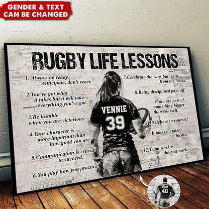 Rugby Life Lessons - Personalized Poster / Canvas