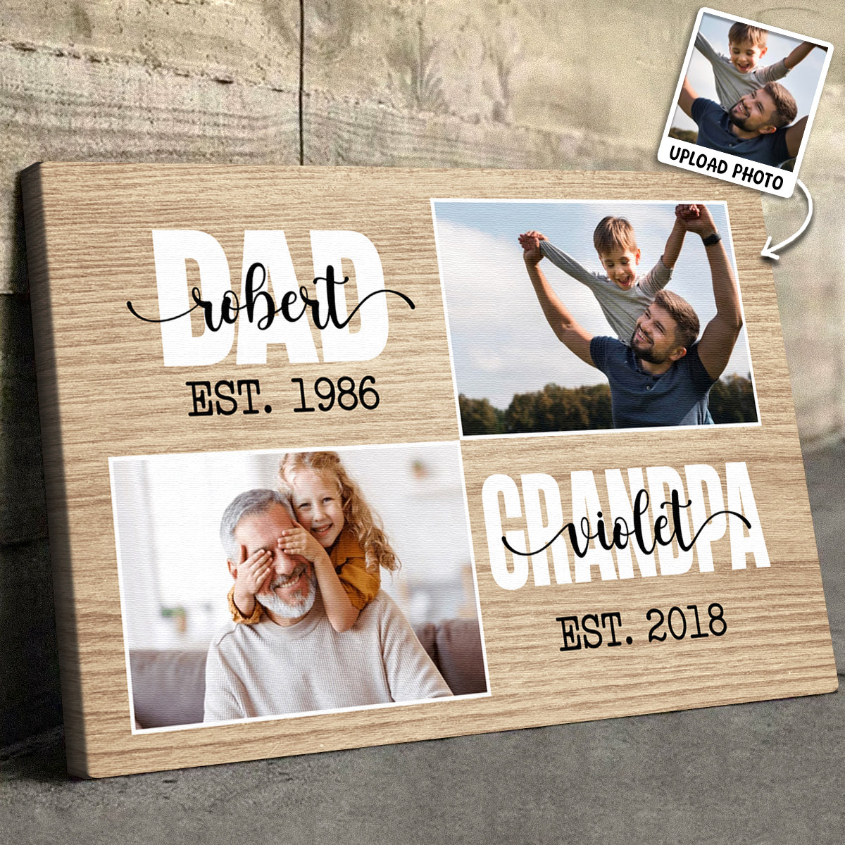 First Dad Now Grandpa - Personalized Custom Photo Canvas / Poster