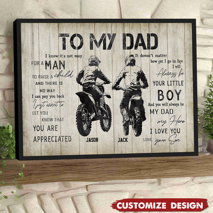 Personalized Motocross Dad Son Poster / Canvas - Custom Birthday & Father’s Day Gift