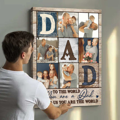 Personalized Dad Photo Collage Canvas / Poster - Custom Wall Art for Dad