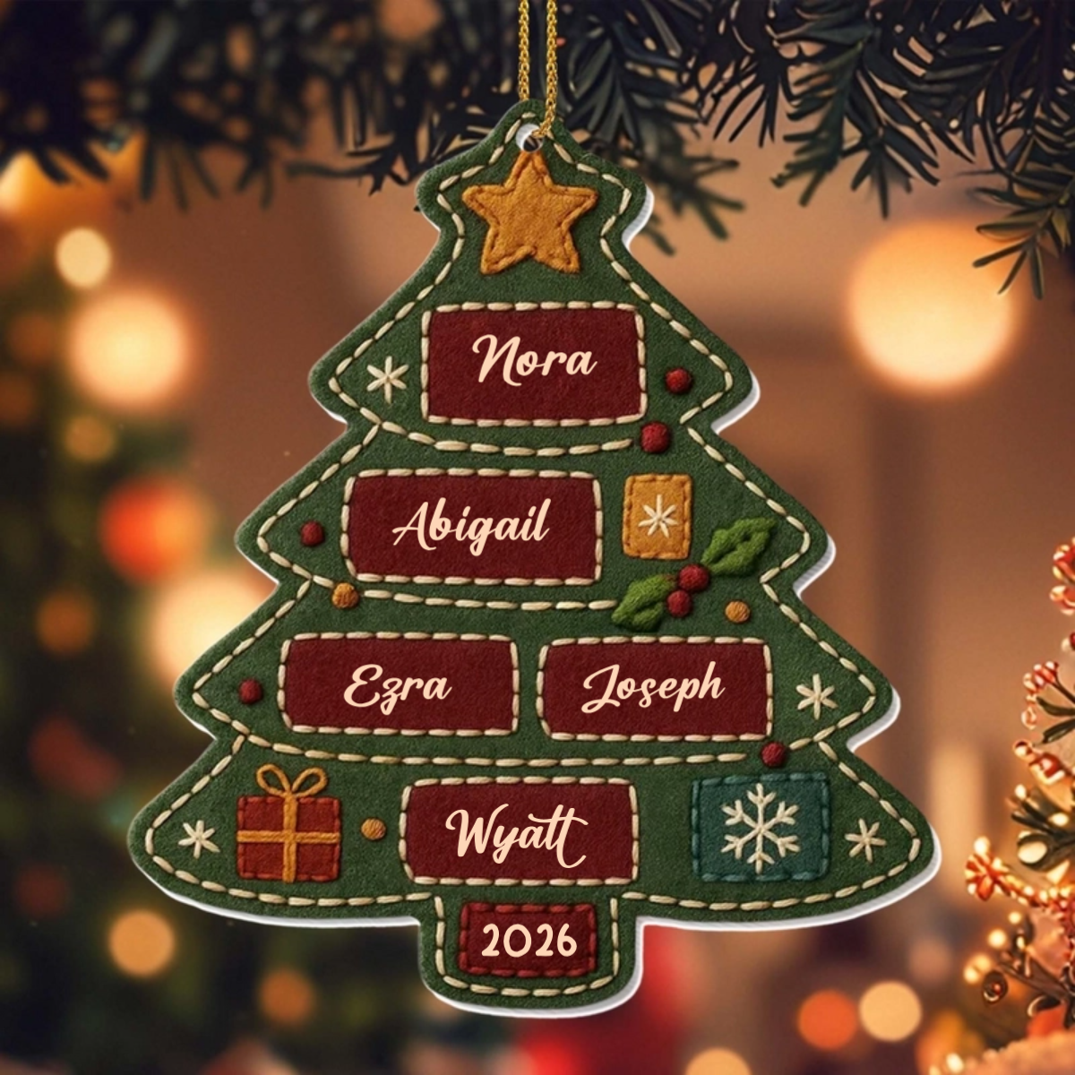 Family Names Christmas Tree Personalized Acrylic Ornament - Family Keepsake Gift