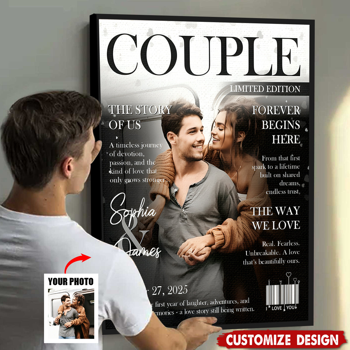 Personalized Love Story Couple Magazine Cover Poster / Canvas - Gift For Romantic Couple