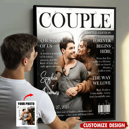 Personalized Love Story Couple Magazine Cover Poster / Canvas - Gift For Romantic Couple