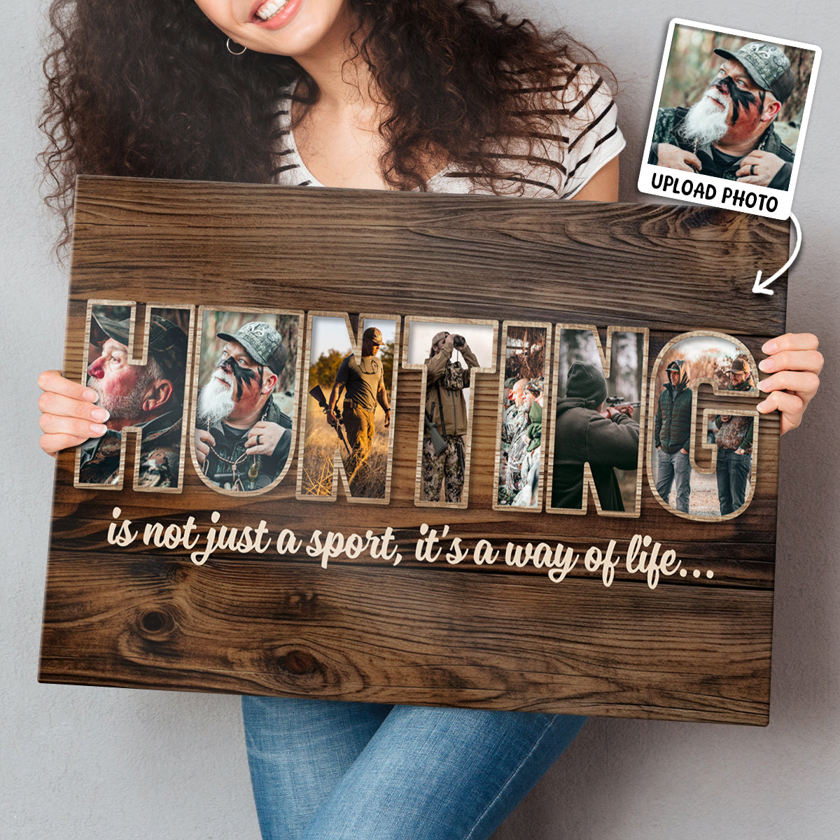 Personalized Deer Hunting Photo Collage Canvas / Poster - Customized Gift For Husband And Dad