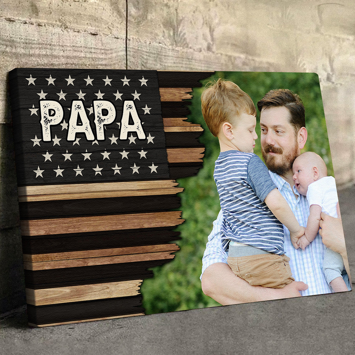 Custom Photo American Flag Canvas for Dad with personalized design details for meaningful gifting image 9
