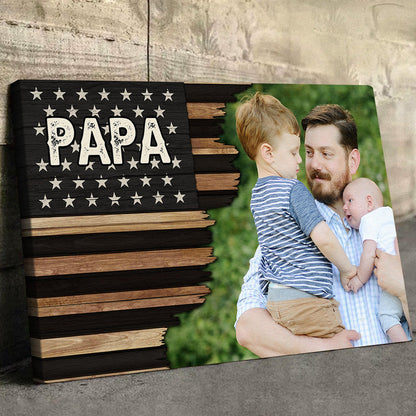 Custom Photo American Flag Canvas for Dad with personalized design details for meaningful gifting image 9