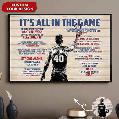 “It’s All In The Game” Personalized Volleyball Poster / Canvas - Custom Gift for Boy & Girl Players