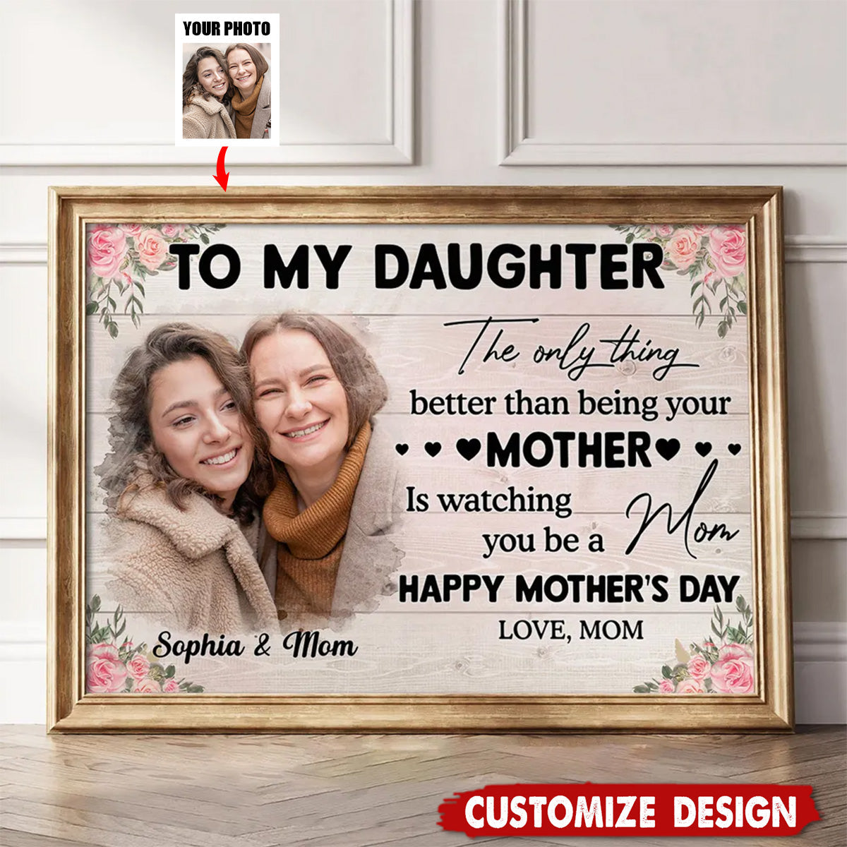 Personalized Photo Canvas for Daughter: "Watching You Be a Mom" Gift