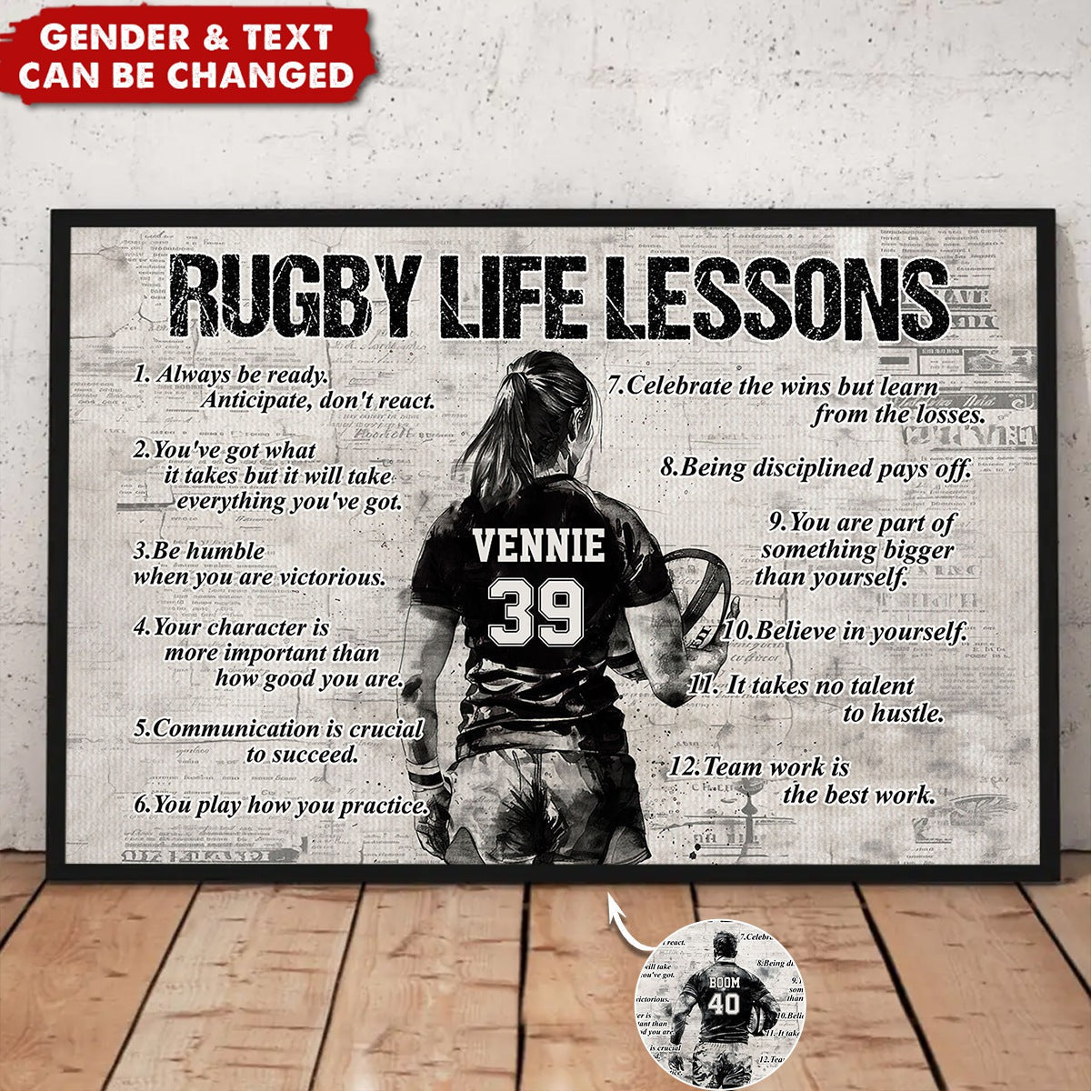 Rugby Life Lessons - Personalized Poster / Canvas