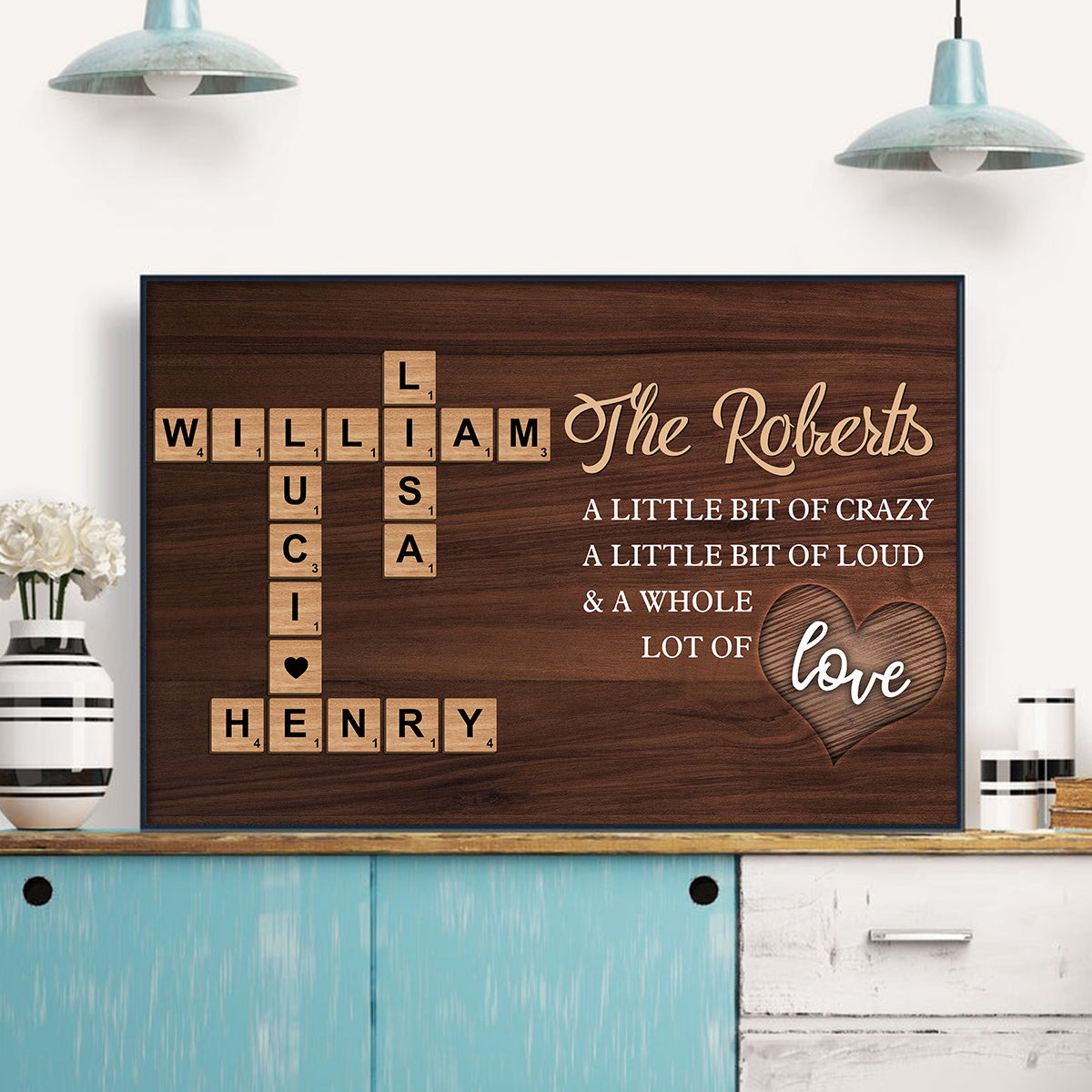 Our Family, A Whole Lot Of Love - Personalized Customized Crossword Canvas / Poster