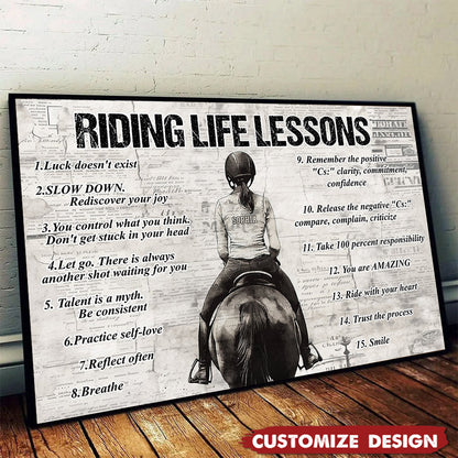 Personalized Riding Life Lessons Poster / Canvas - Gift For Horse Girl