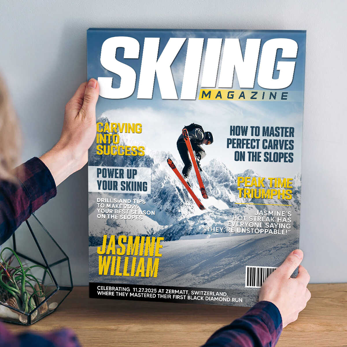 Custom Skiing Magazine Cover for Son/Grandson with personalized design details for meaningful gifting image 6