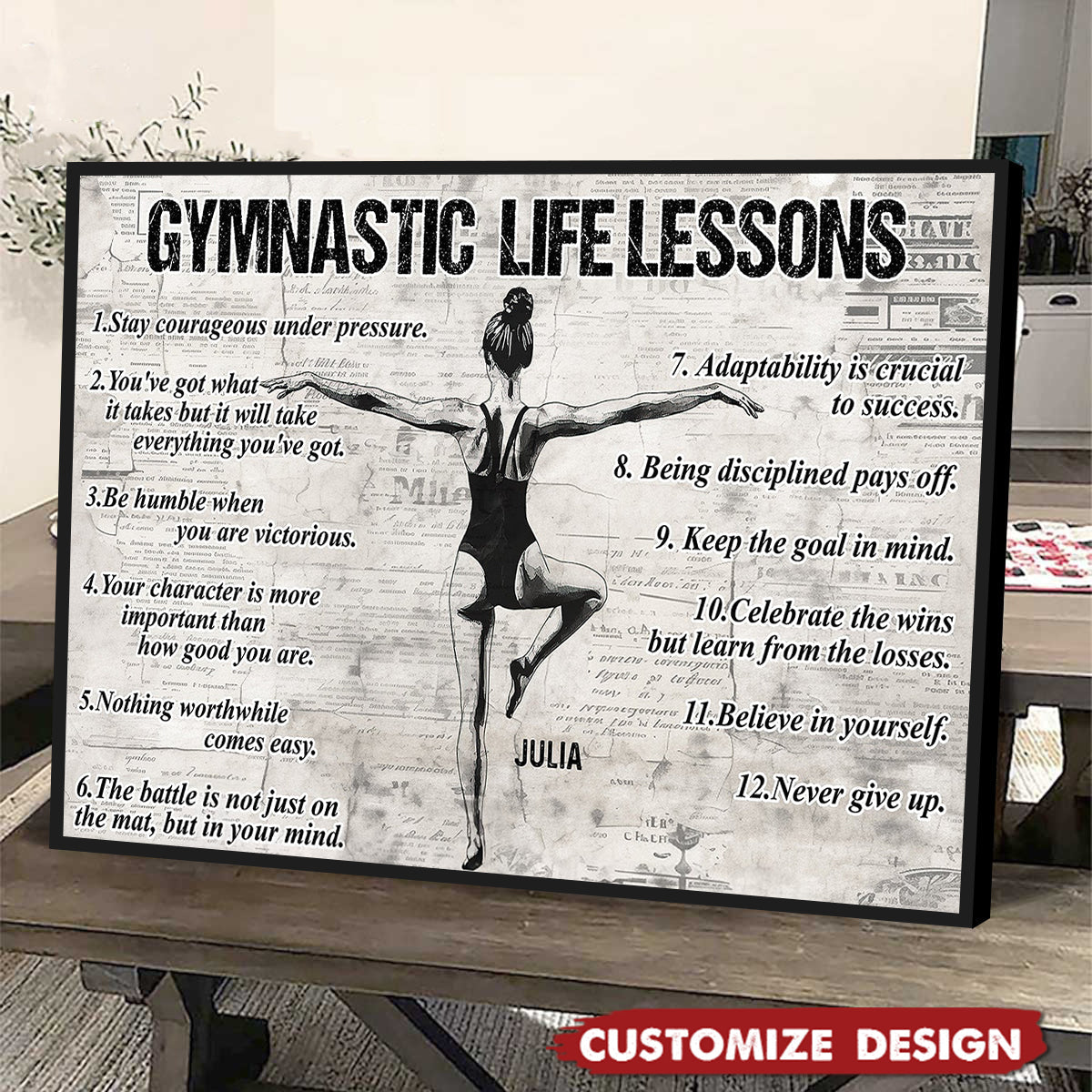 Personalized Gymnastics Life Lessons Girl Poster / Canvas - Gift for Gymnastics Lovers