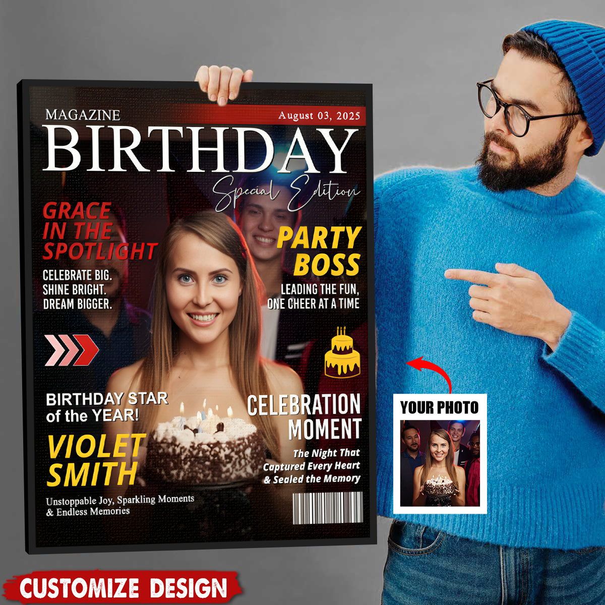 Birthday Magazine Cover - Personalized Poster / Canvas