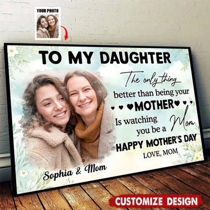 Personalized Photo Canvas for Daughter: "Watching You Be a Mom" Gift