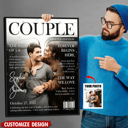 Personalized Love Story Couple Magazine Cover Poster / Canvas - Gift For Romantic Couple