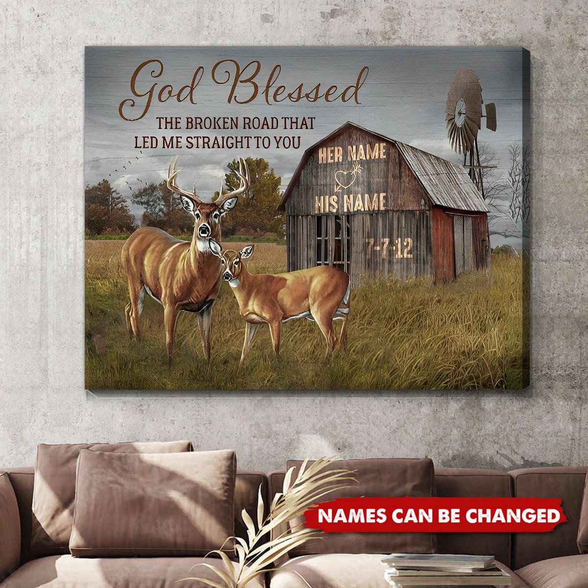 God Blessed The Broken Road That Led Me Straight To You - Personalized Custom Couple Poster / Canvas