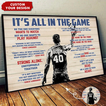“It’s All In The Game” Personalized Volleyball Poster / Canvas - Custom Gift for Boy & Girl Players