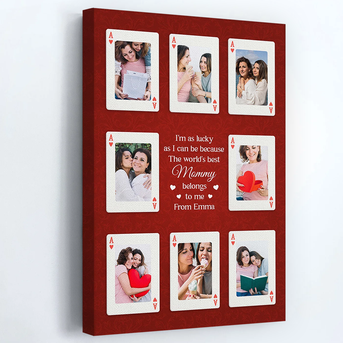 "World's Best Mom" Personalized Photo Playing Card Canvas / Poster - Custom Keepsake Gift