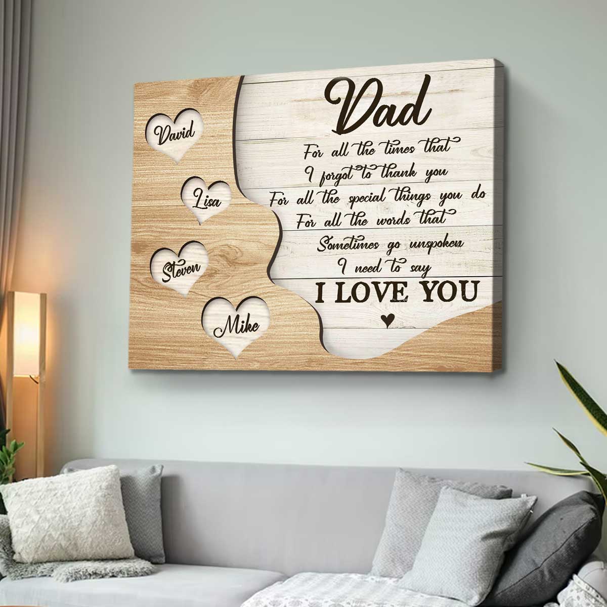Personalized Thank You Dad Canvas / Poster - Father’s Day Gift with Kids’ Names
